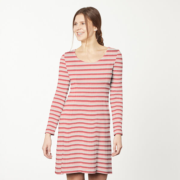 Horizontal stripe ribbed knit – light pink/lobster,  image number 5