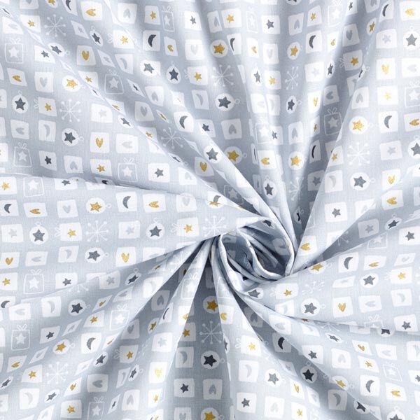 Cotton Cretonne Gifts and Christmas Tree Ornaments – light grey/gold, image number 4