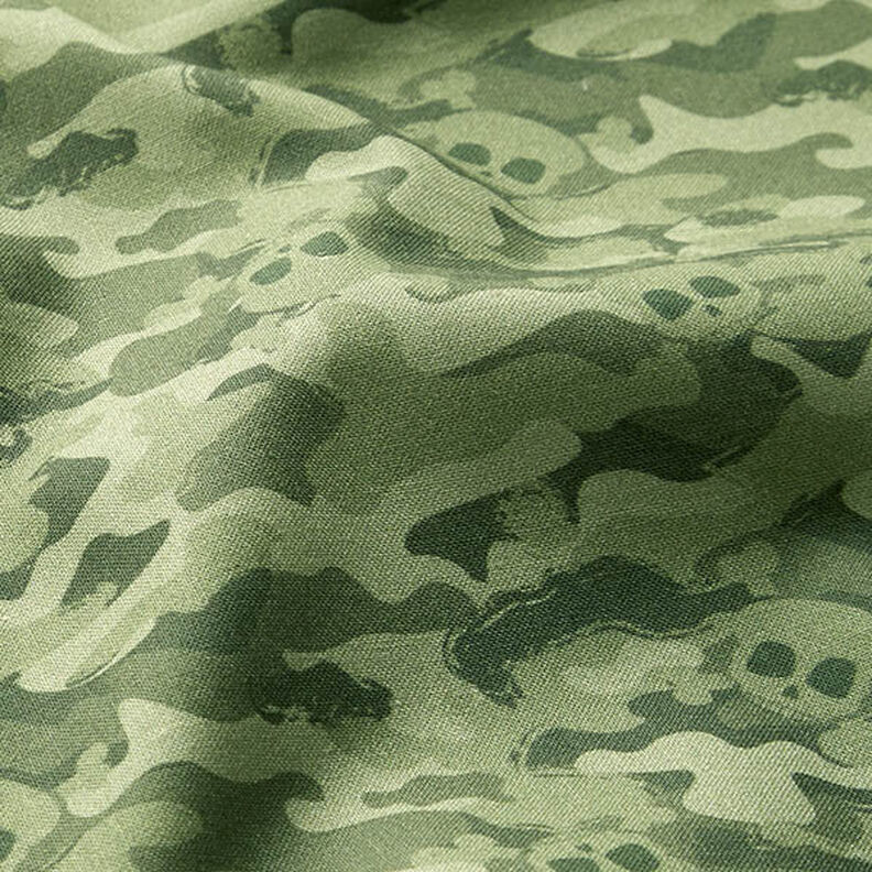 Organic Cotton Poplin camouflage skulls – pistachio,  image number 2