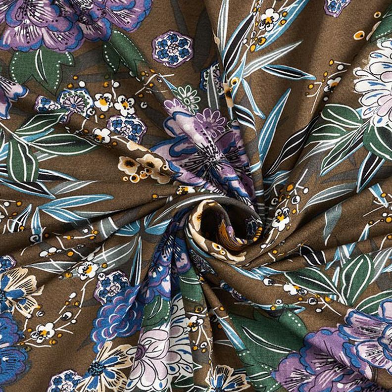 Floral bouquet viscose jersey – brown,  image number 3