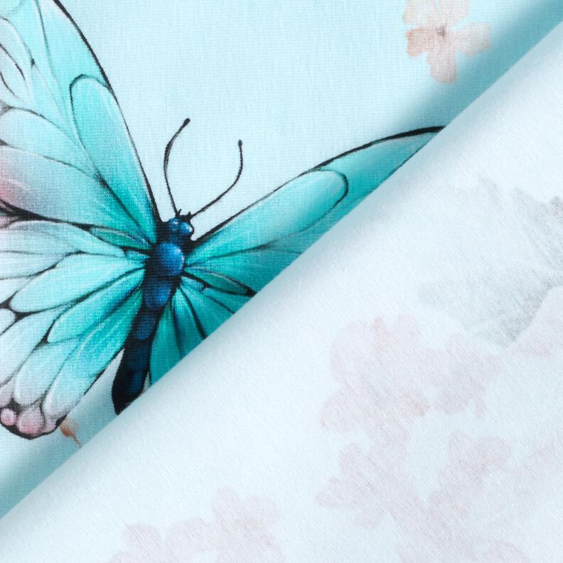 Cotton Jersey butterfly meadow | Glitzerpüppi  – light turquoise/ice blue,  image number 4