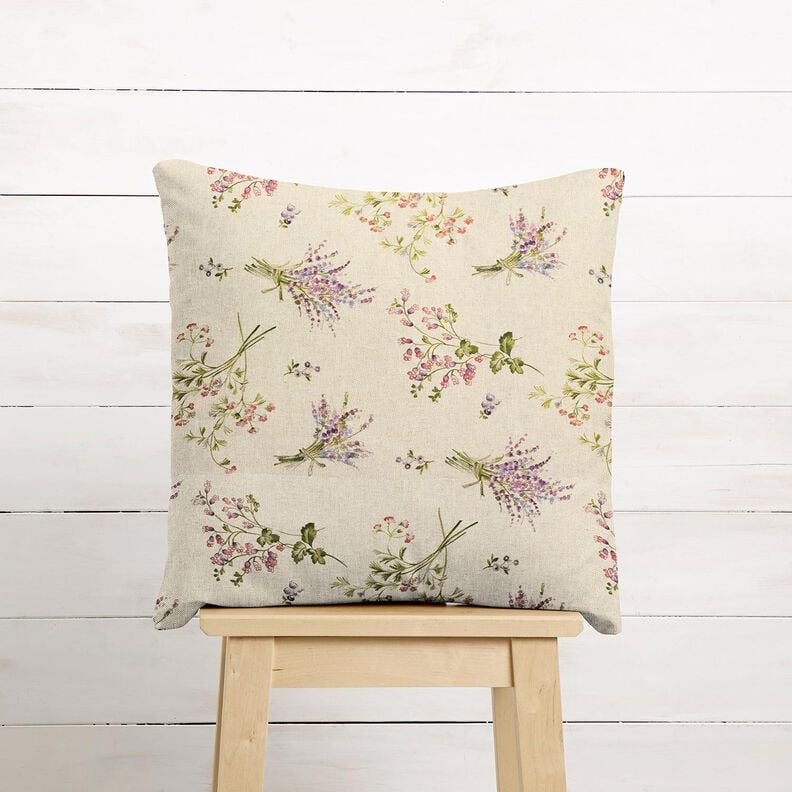 Decor Fabric Half Panama Bouquet of Flowers &ndash; natural/mauve,  image number 6