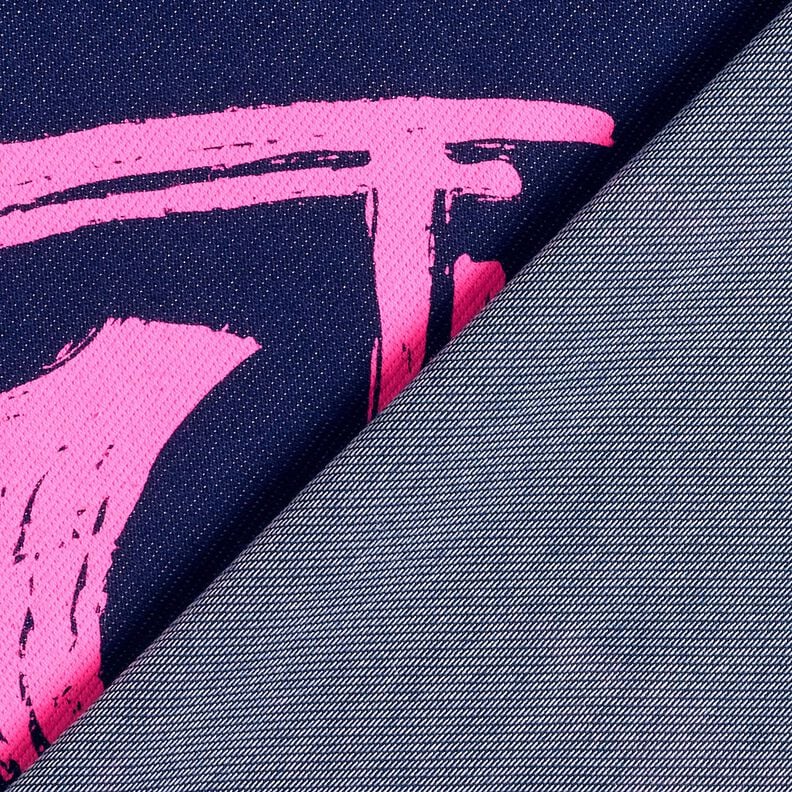 French Terry Jeans look neon hearts – midnight blue/neon pink, image number 4