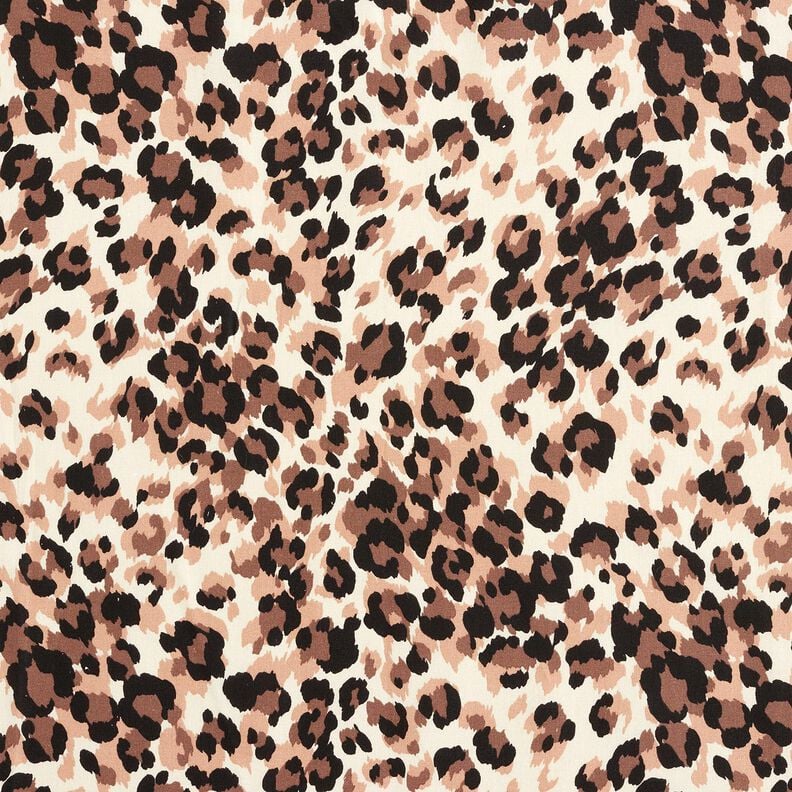 Cotton Cretonne Leopard polka dots &ndash; light beige/black,  image number 1