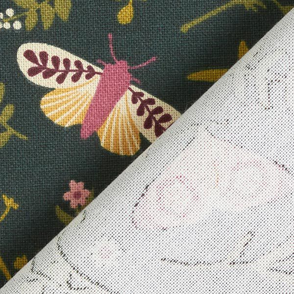 Decor Fabric Half Panama Butterflies – dark green/khaki,  image number 4