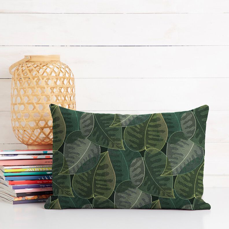 Decor Fabric Cotton Twill minimalist leaves – dark green, image number 8