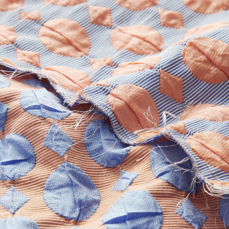 Cloqué dots and diamonds – light blue/apricot,  image number 5