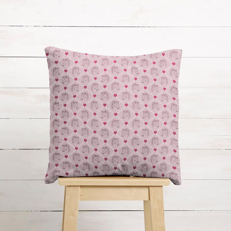 Cotton Cretonne Horses and hearts, pink – pink,  image number 7