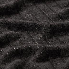 Knit Fabric Ajour elegant glitter stripes – black, 