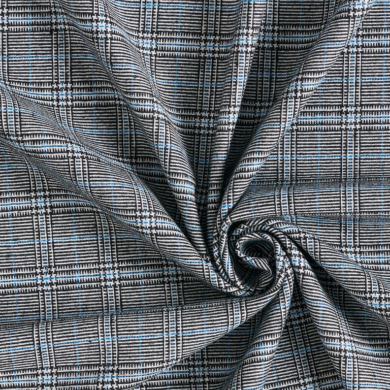 Viscose Blend abstract Prince of Wales check – royal blue/black,  image number 3