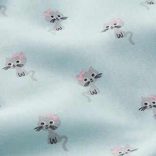 Poplin Cute Cat  – baby blue, 