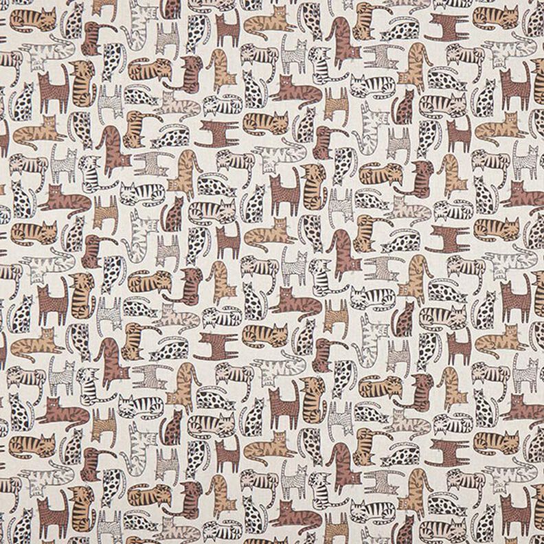 Decor Fabric Half Panama cats – natural,  image number 1