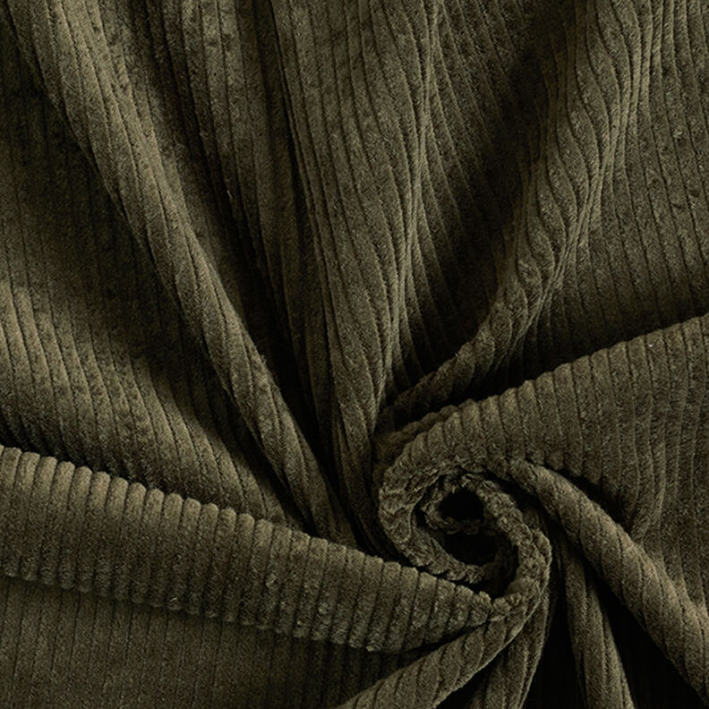 Chunky Corduroy pre-washed Plain – dark olive,  image number 1