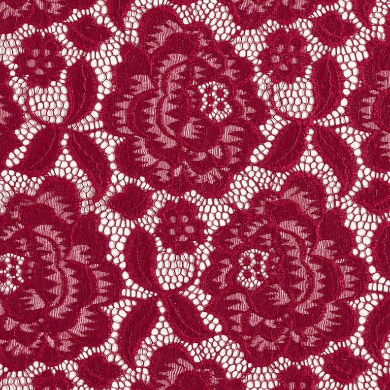 Stretch Lace Blossoms and leaves – dark red,  image number 1