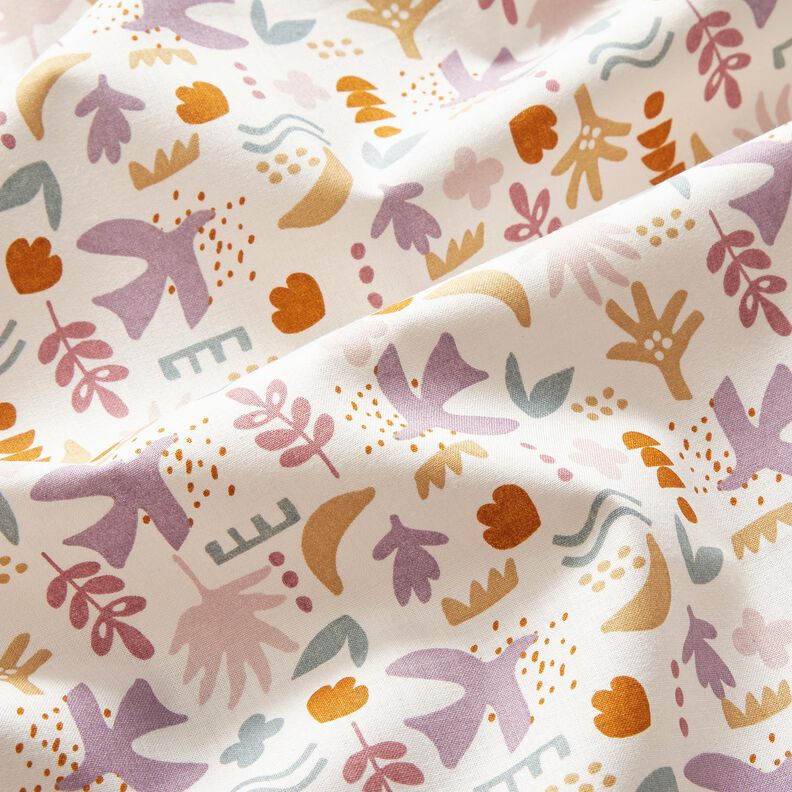 Cotton Cretonne abstract birds – offwhite/pastel violet, image number 2