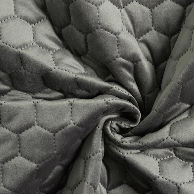Upholstery Fabric Velvet Honeycomb Quilt – anthracite,  image number 5