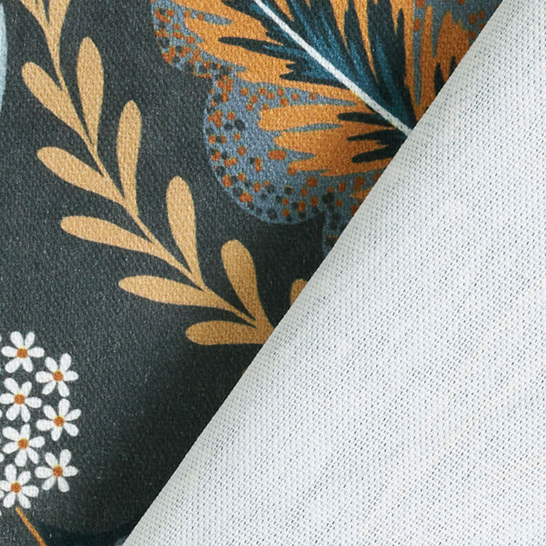 Decor Fabric Half Panama Paisley Leaves – blue grey,  image number 4