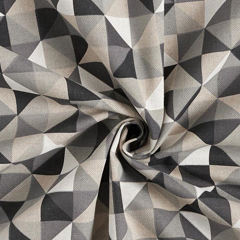 Decor Fabric Half Panama retro diamond pattern – grey/black,  image number 3