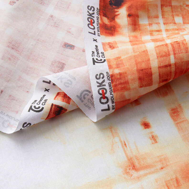 GOTS Cotton Batiste border fabric checks with colour gradient | TCC x LOOKS by Wolfgang Joop – fire,  image number 4