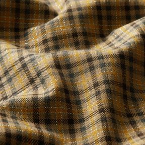 Viscose Blend checks with lurex – dark beige/curry yellow, 