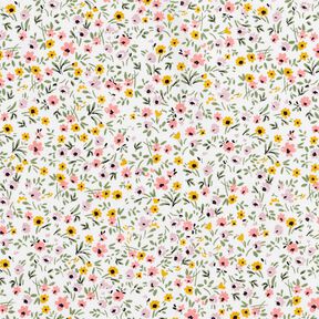 Cotton Cretonne delicate flowers – white/dusky pink, 