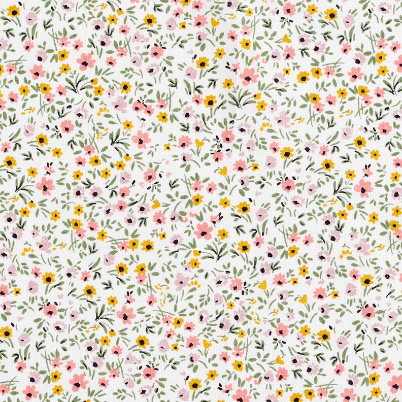 Cotton Cretonne delicate flowers – white/dusky pink, image number 1