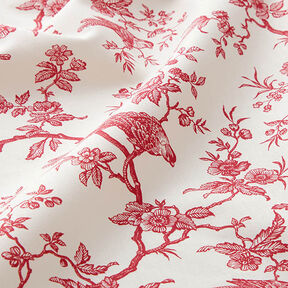 Cotton Cretonne birds – red/offwhite, 