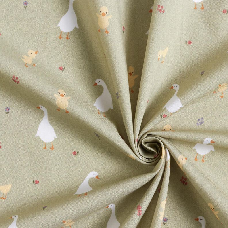 GOTS Cotton Poplin cute geese and chicks | Poppy Fabrics – greige,  image number 3