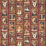 Decor Fabric Half Panama Dog portraits – carmine/gold,  thumbnail number 1