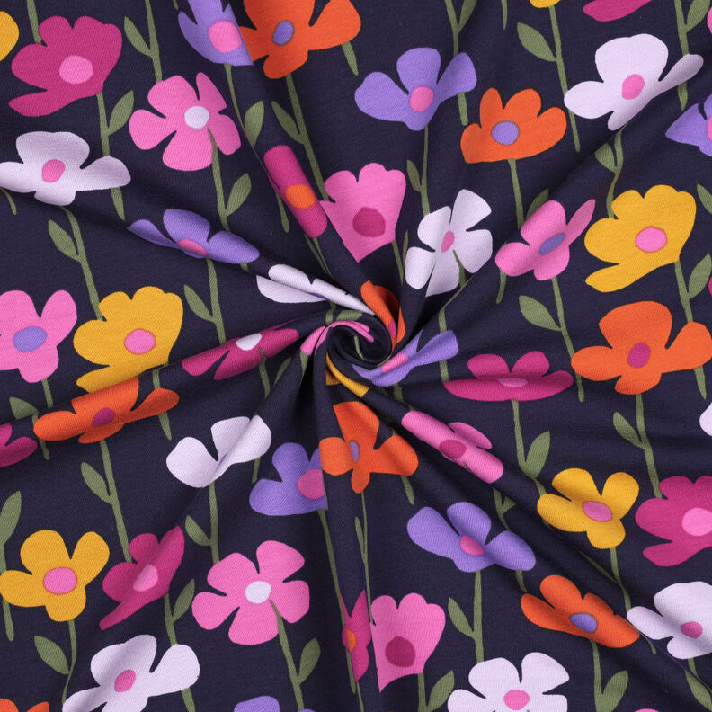 French Terry colourful flowers | Poppy Fabrics – navy blue, image number 3