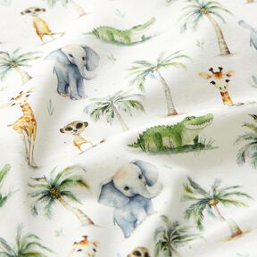 Cotton Jersey Baby Jungle Animals Digital Print – offwhite, 