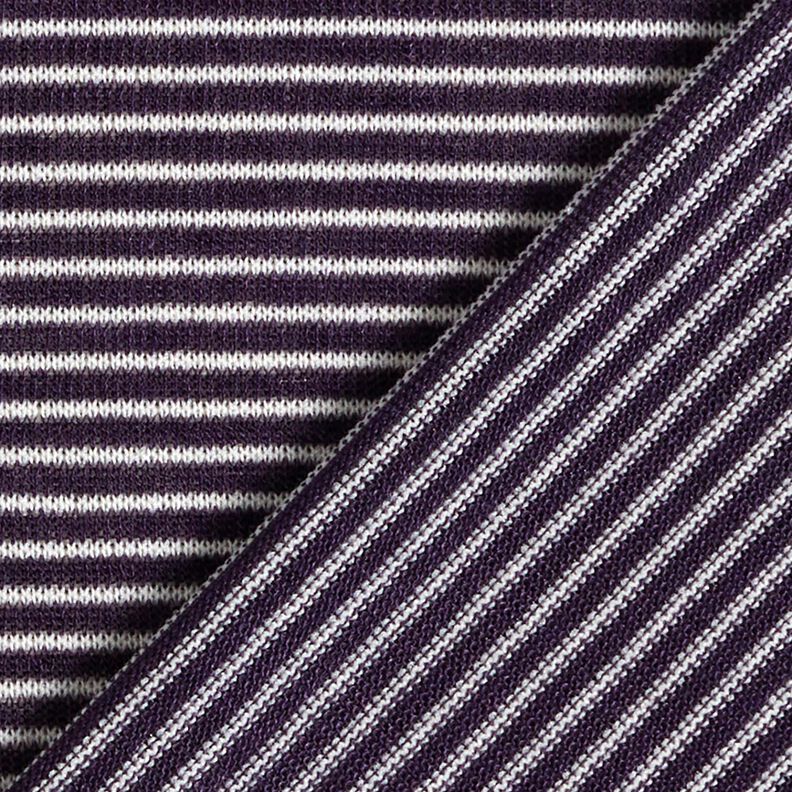 Fine Knit Narrow Stripes – plum/white,  image number 4