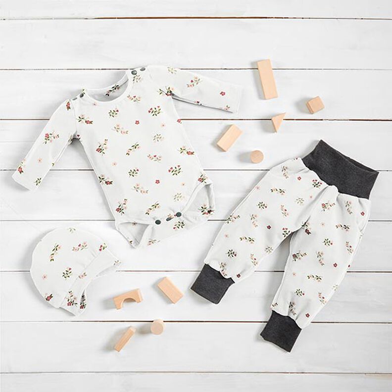 Cotton Jersey Flowers and Hearts – offwhite | Remnant 60cm,  image number 7