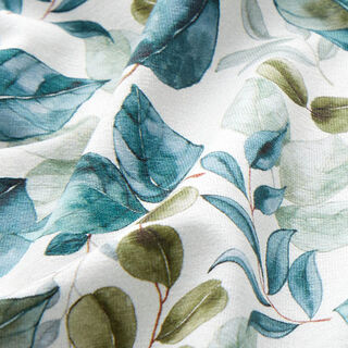 Cotton Jersey Eucalyptus Leaves Digital Print – offwhite, 