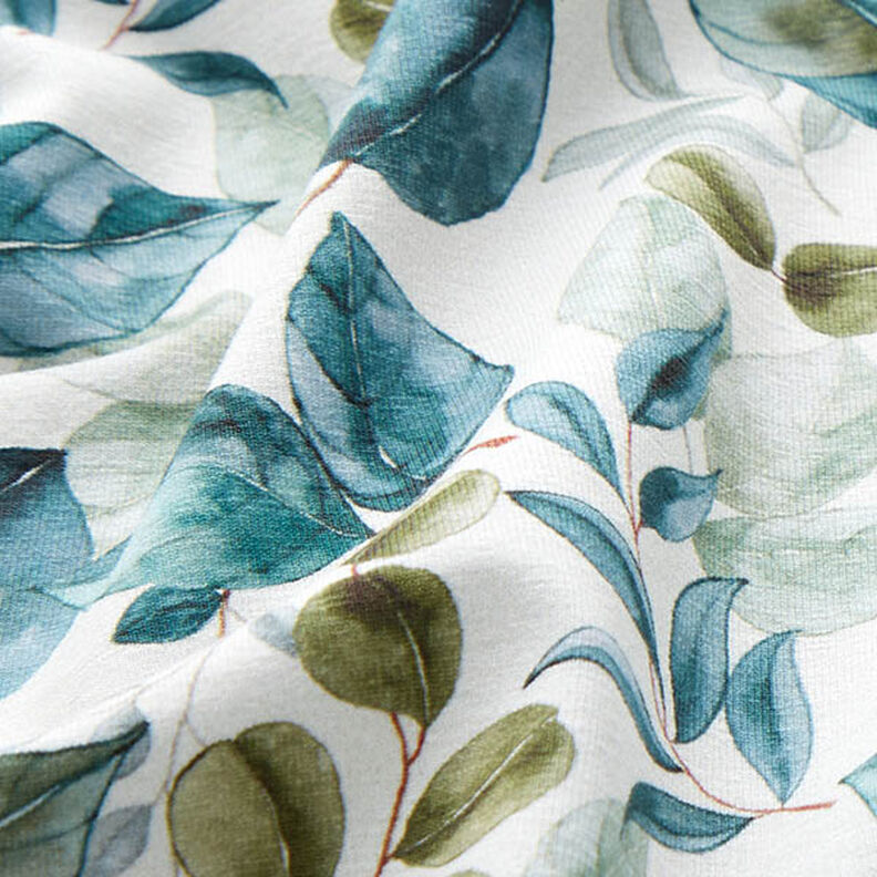 Cotton Jersey Eucalyptus Leaves Digital Print – offwhite,  image number 2