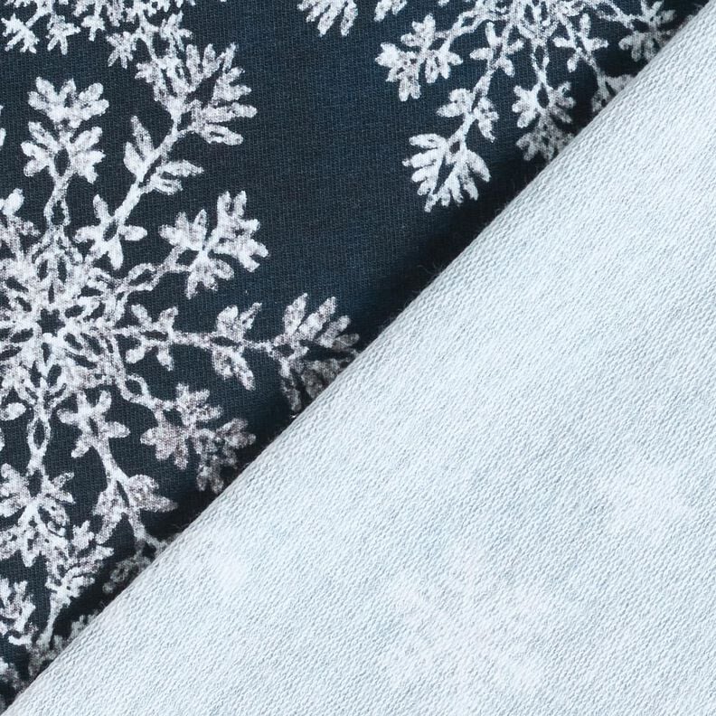French Terry Ice Flowers Border Fabric | Glitzerpüppi – midnight blue/white, image number 4