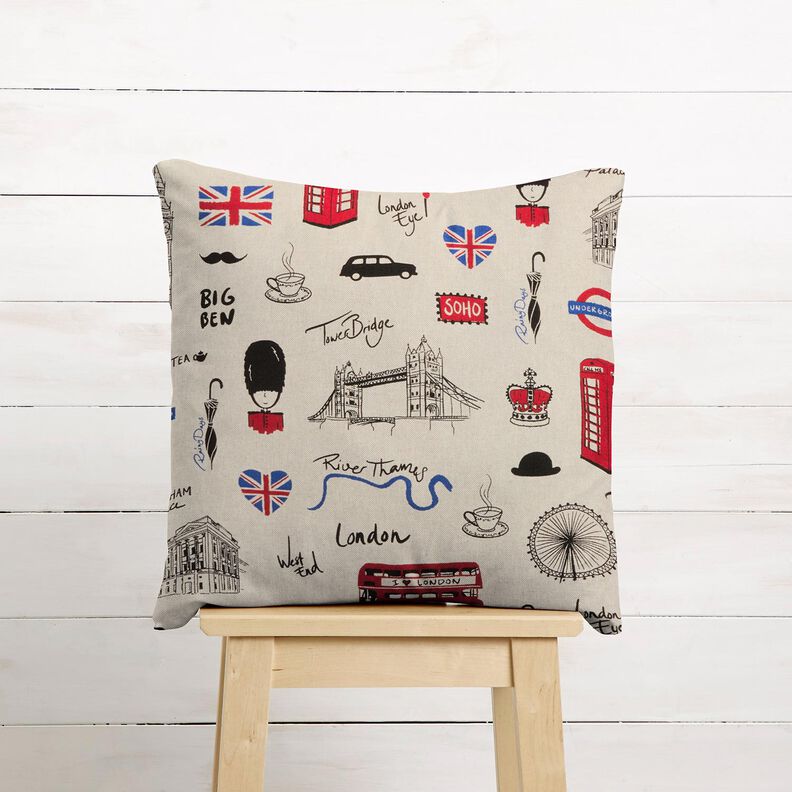 Decor Fabric Half Panama London – natural/red,  image number 9