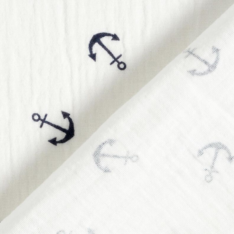 Double Gauze/Muslin Anchor – white/navy blue,  image number 4