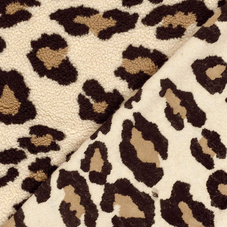 Sherpa teddy plush leopard print – almond/black, image number 4