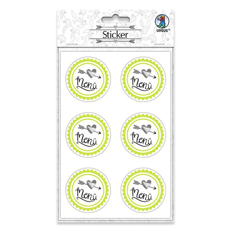 Wedding Menu Sticker Set Ø 4.8cm [ 24 pieces ] – offwhite/green,  image number 2