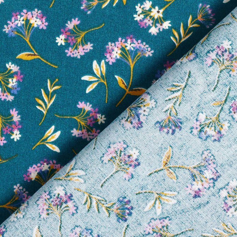 Cotton Cretonne delicate flowers – ocean blue,  image number 4