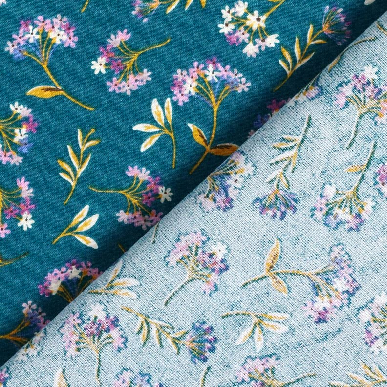 Cotton Cretonne delicate flowers – ocean blue, image number 4