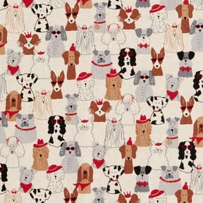 Decor Fabric Half Panama elegant dogs – natural/grey, 