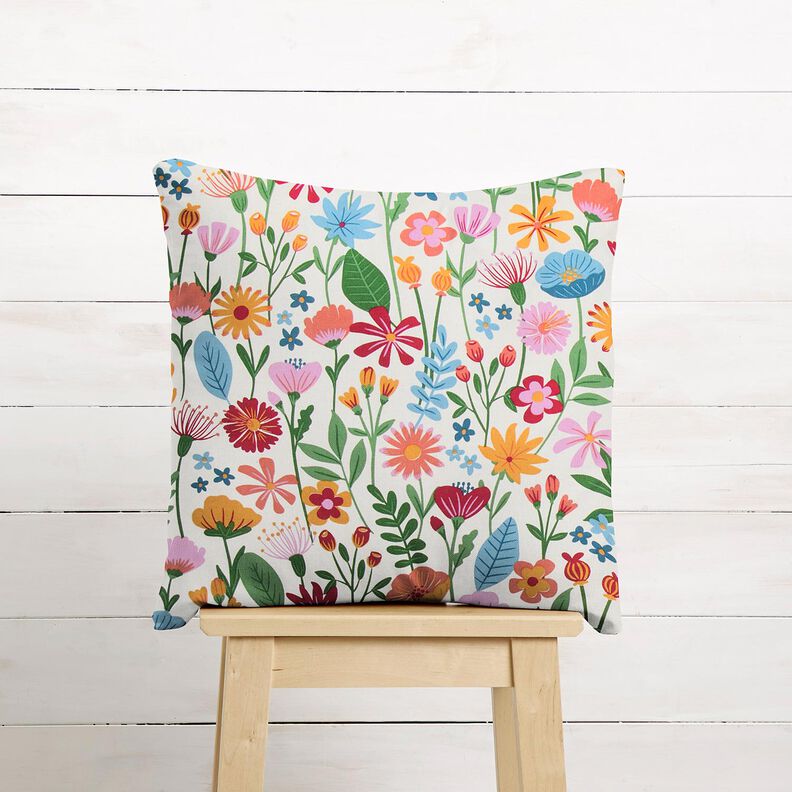 Decor Fabric Half Panama colourful flowers – ivory/pastel violet,  image number 9