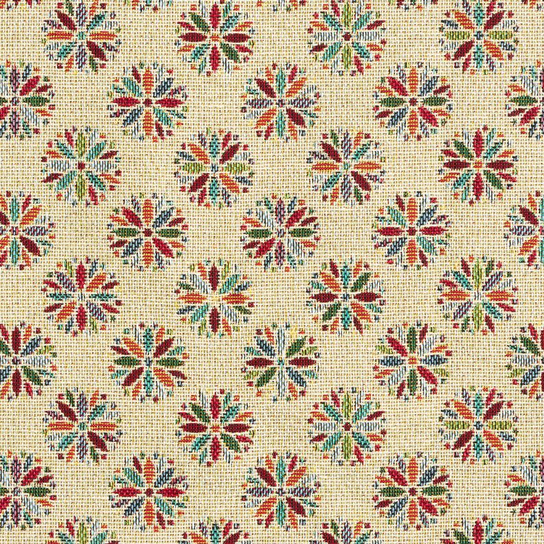 Decor Fabric Tapestry Fabric small flower mandalas – light beige/red,  image number 1