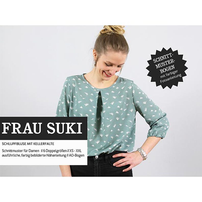 FRAU SUKI - slip-on blouse with box pleats, Studio Schnittreif  | XS -  XXL,  image number 1