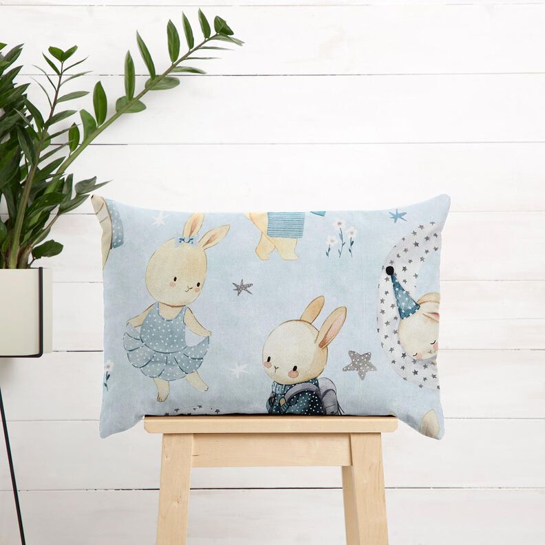 Decor Fabric Cotton Twill Bunny in Dreamland Digital Print – baby blue/denim blue,  image number 7