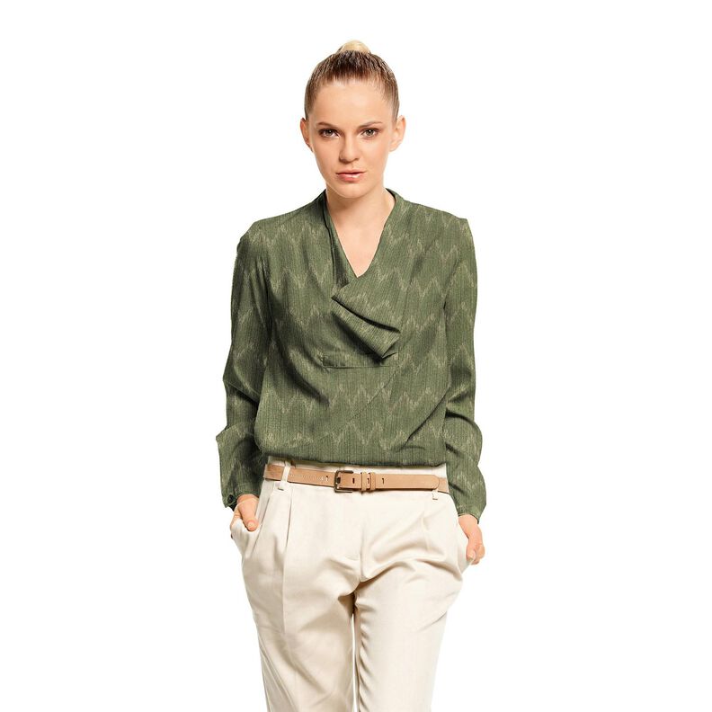 Fine Knit Gold Zigzag – khaki/metallic gold,  image number 5