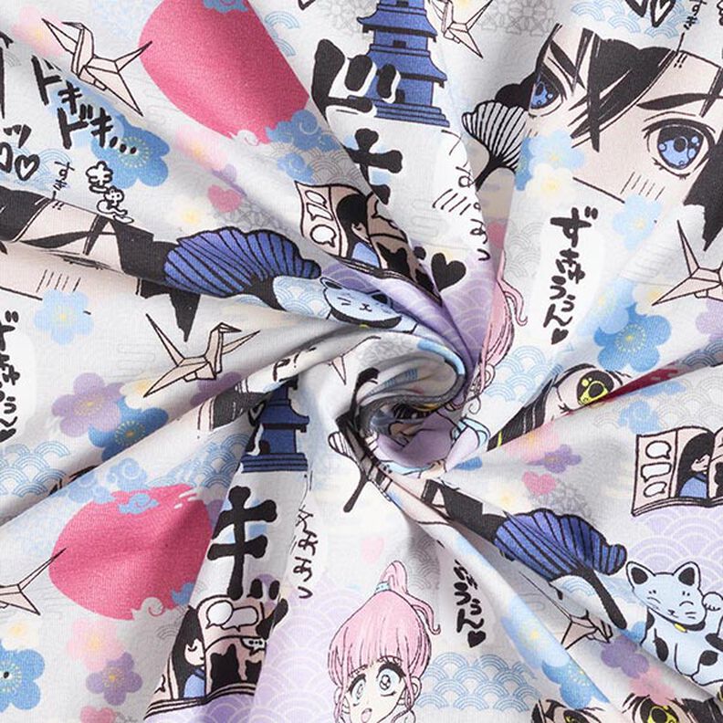 Cotton Jersey Manga World Digital Print – silver grey,  image number 4