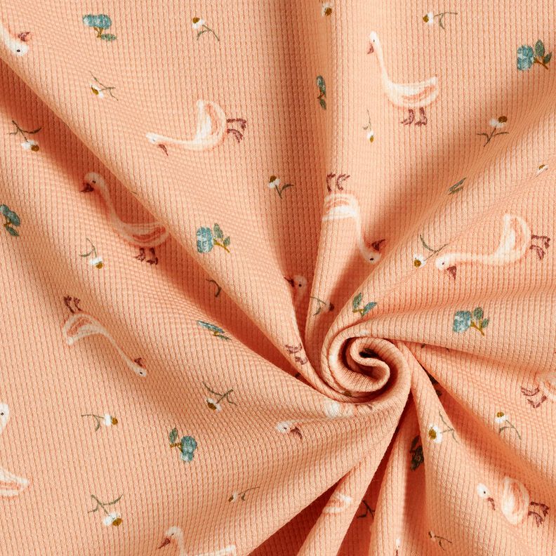 Waffle Jersey Geese and flowers – salmon,  image number 3